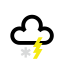 Neige u00e9parse modu00e9ru00e9e u00e0 forte avec tonnerre par endroit